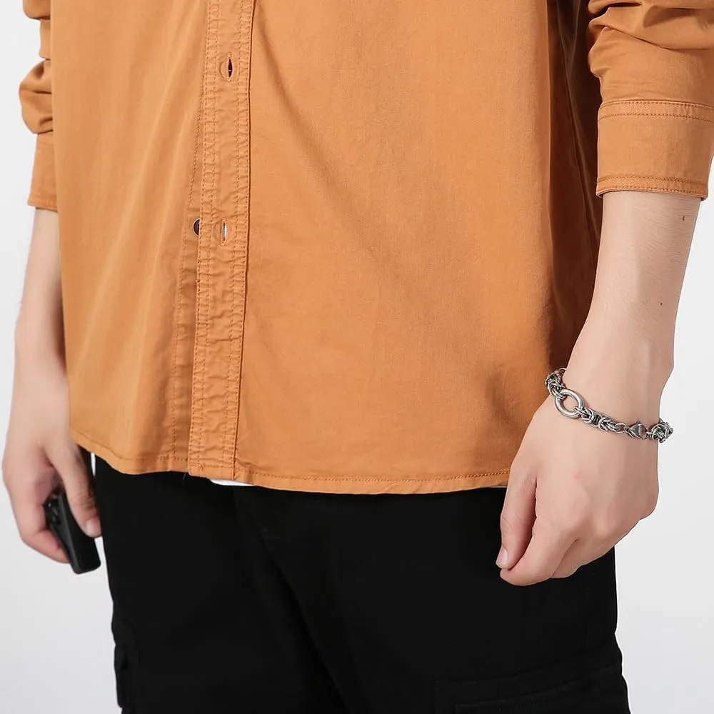 Men's Button Down Work Shirts Relaxed Fit Cotton Multi Pockets Long Sleeves Shirts