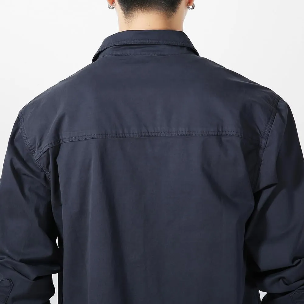 Men's Button Down Work Shirts Relaxed Fit Cotton Multi Pockets Long Sleeves Shirts