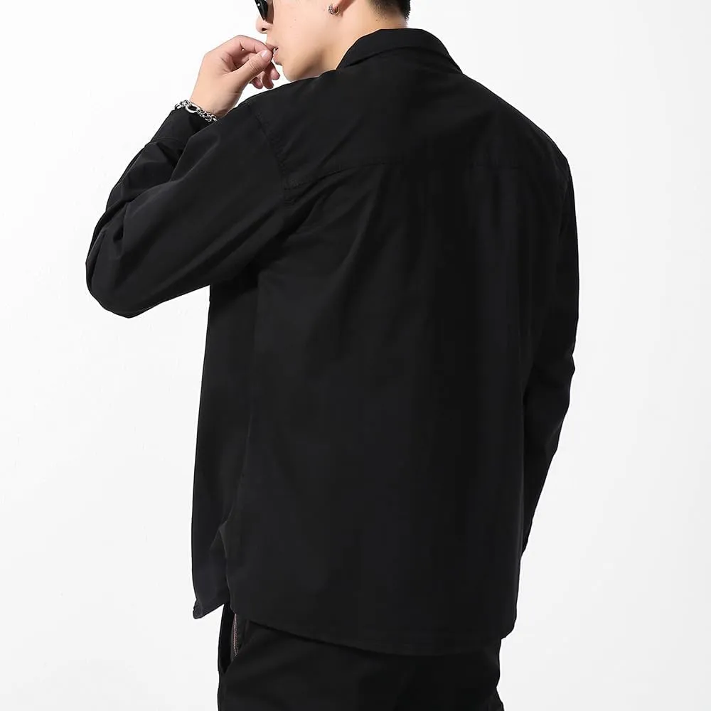 Men's Button Down Work Shirts Relaxed Fit Cotton Multi Pockets Long Sleeves Shirts
