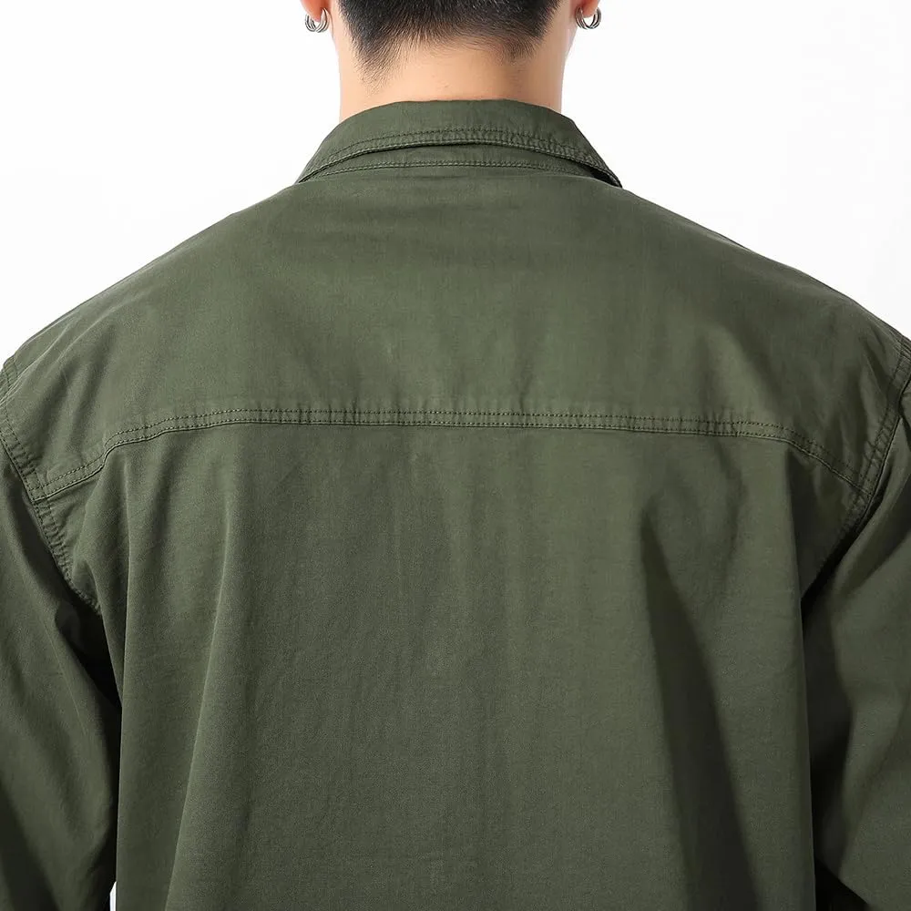 Men's Button Down Work Shirts Relaxed Fit Cotton Multi Pockets Long Sleeves Shirts