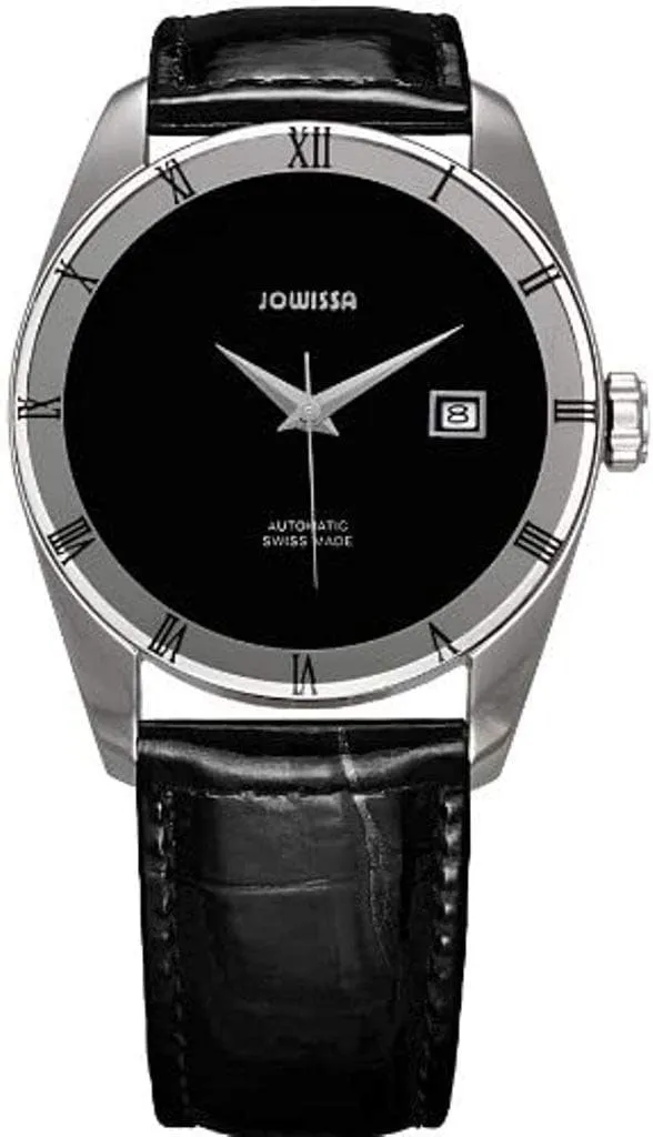 Men's J4.060.L Monte Carlo Large Automatic Black Roman Numerals Patent Leather Watch