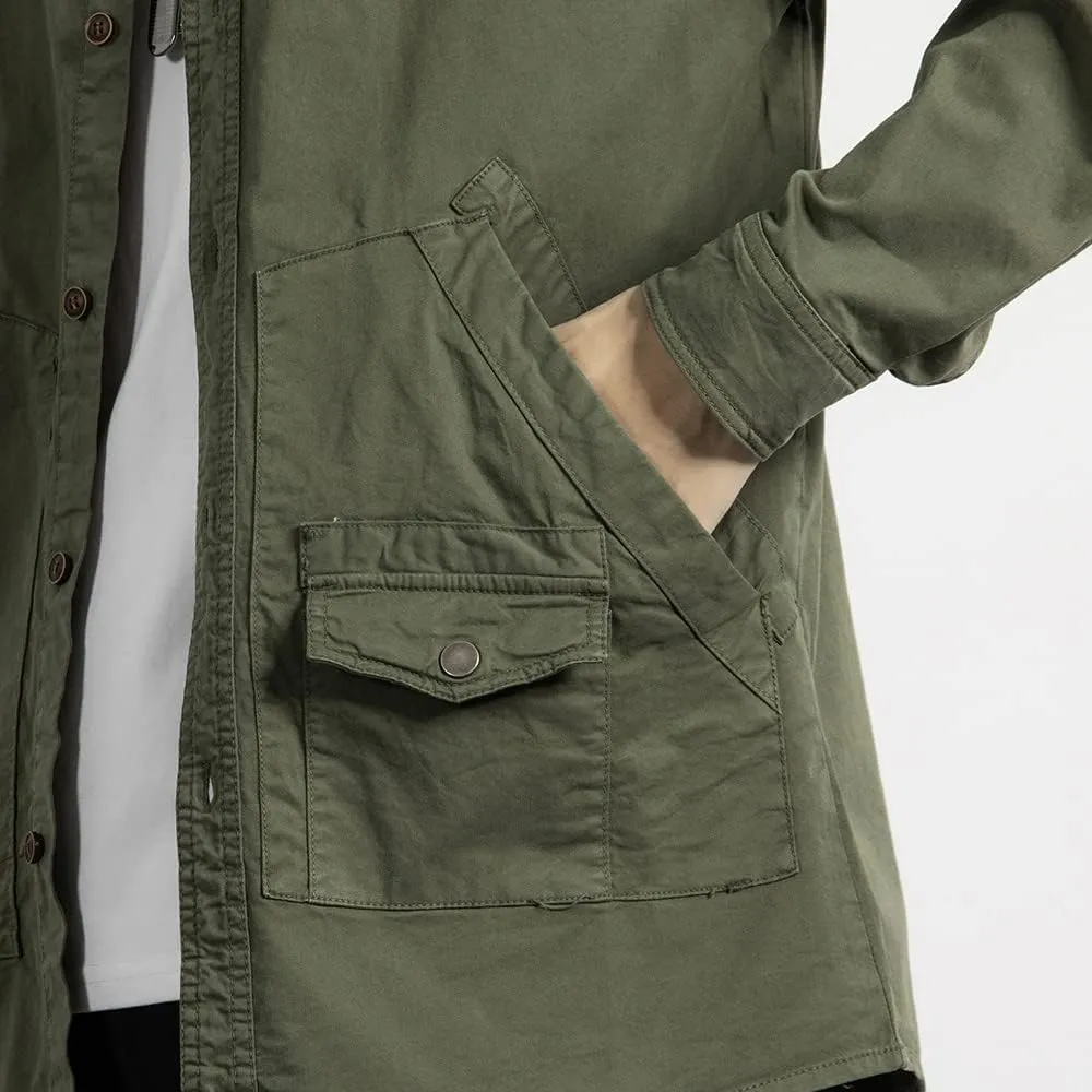 Men's Long Sleeves Work Shirts Relaxed Fit Button Down Multi Pockets Cotton Shirts