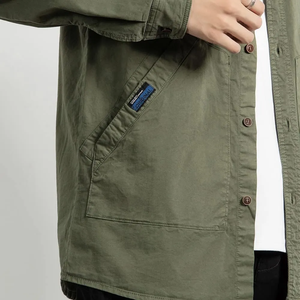 Men's Long Sleeves Work Shirts Relaxed Fit Button Down Multi Pockets Cotton Shirts