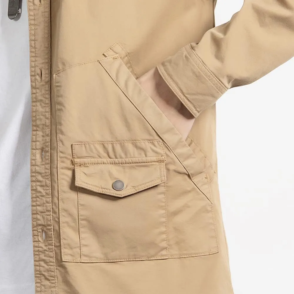 Men's Long Sleeves Work Shirts Relaxed Fit Button Down Multi Pockets Cotton Shirts