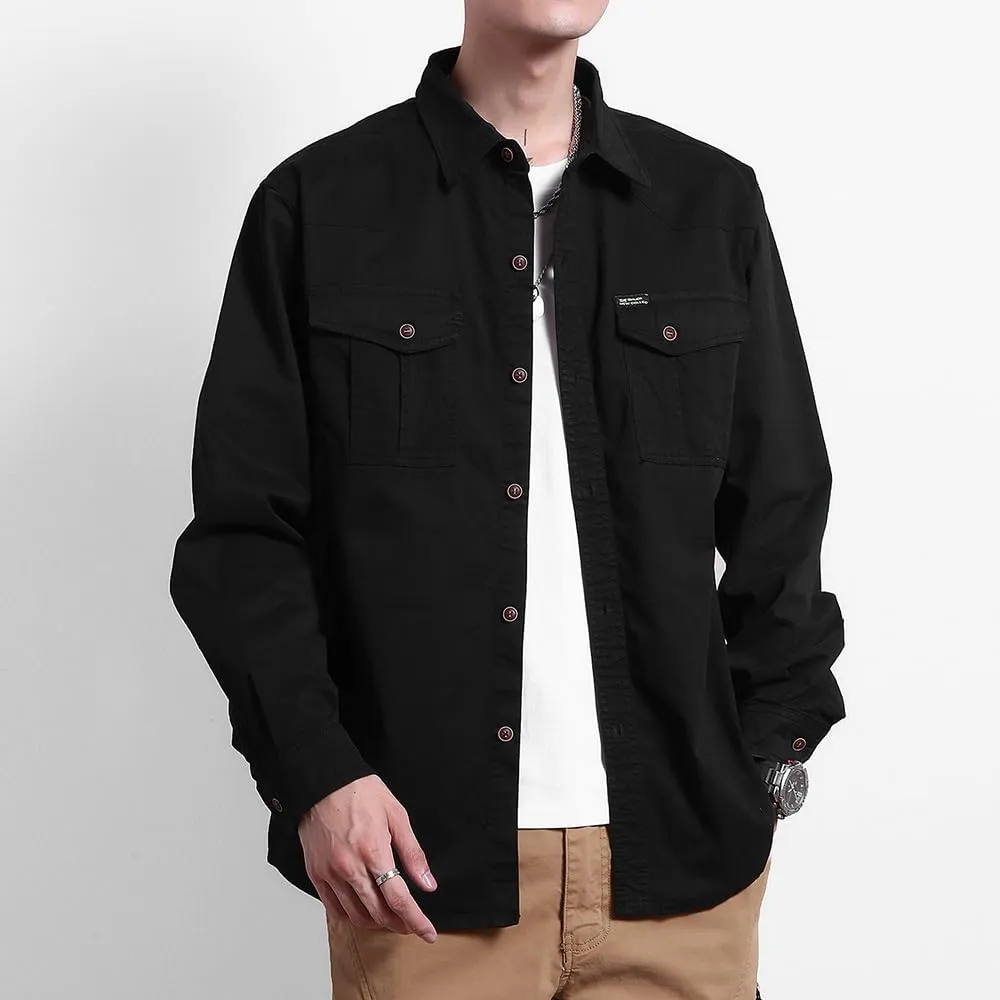 Men's Multi Pockets Work Shirts Relaxed Fit Cotton Button Down Long Sleeves Shirts
