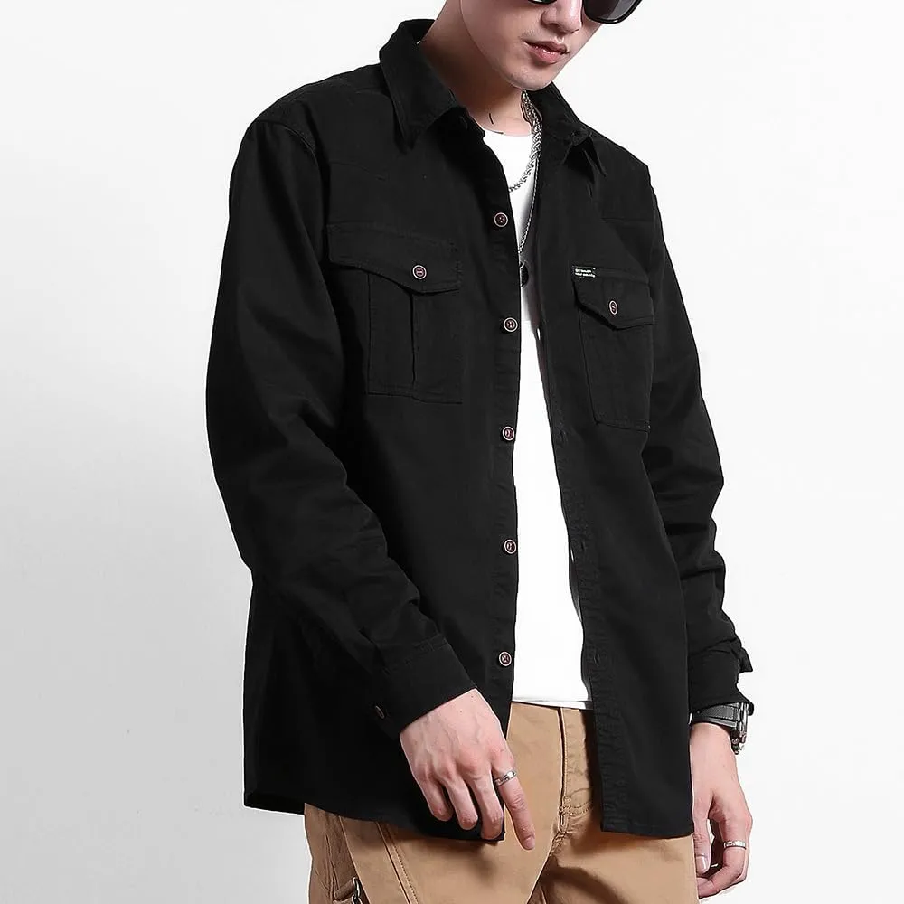 Men's Multi Pockets Work Shirts Relaxed Fit Cotton Button Down Long Sleeves Shirts
