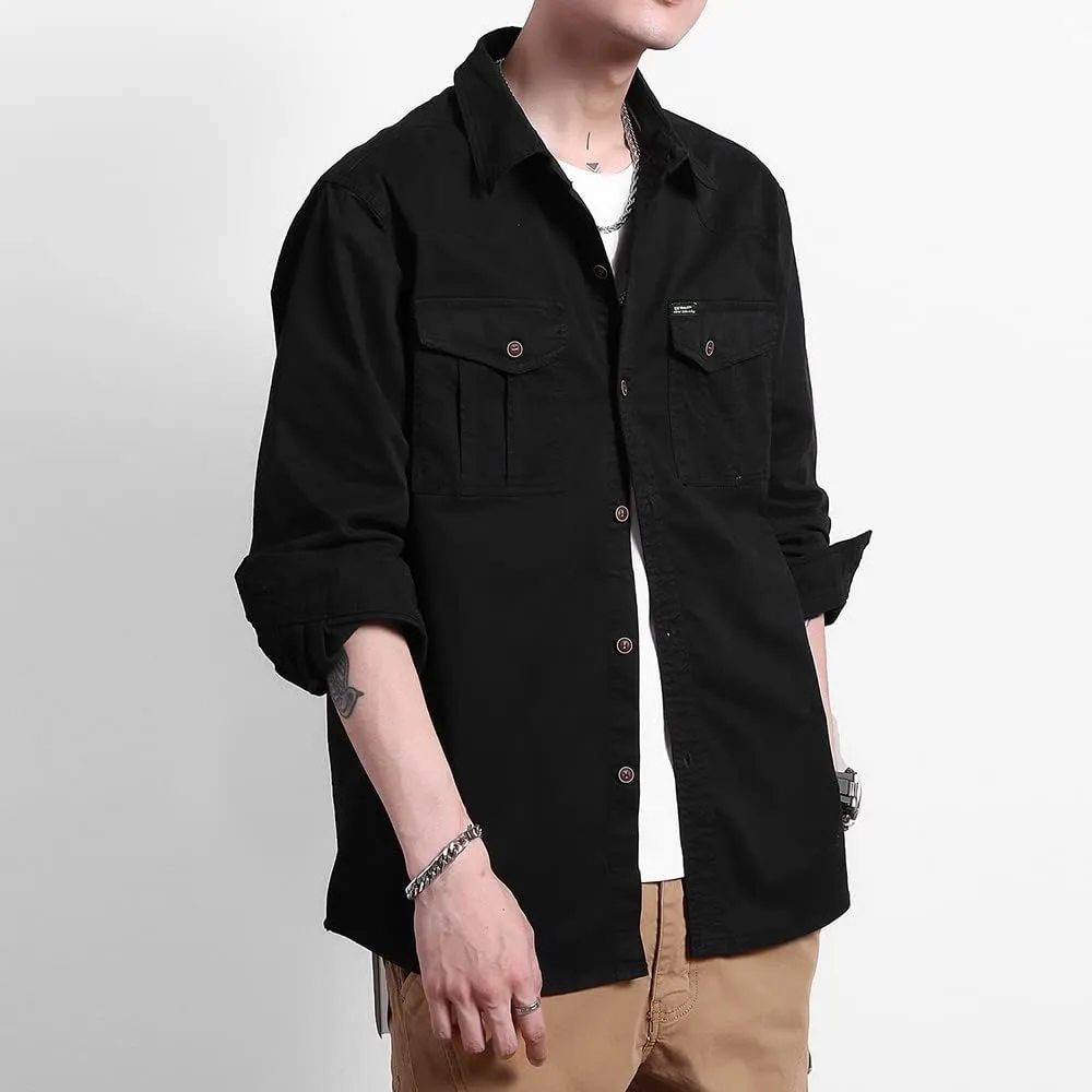Men's Multi Pockets Work Shirts Relaxed Fit Cotton Button Down Long Sleeves Shirts