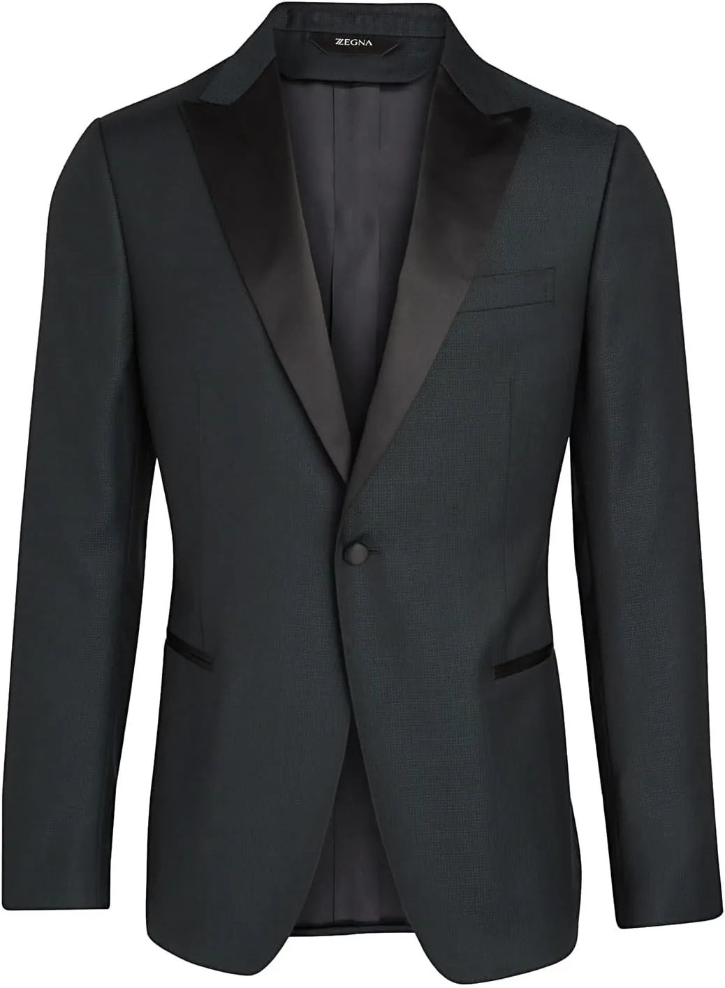 Mens Peak Satin Lapel Wool Tuxedo Jacket 36 Short Green IT 46 C