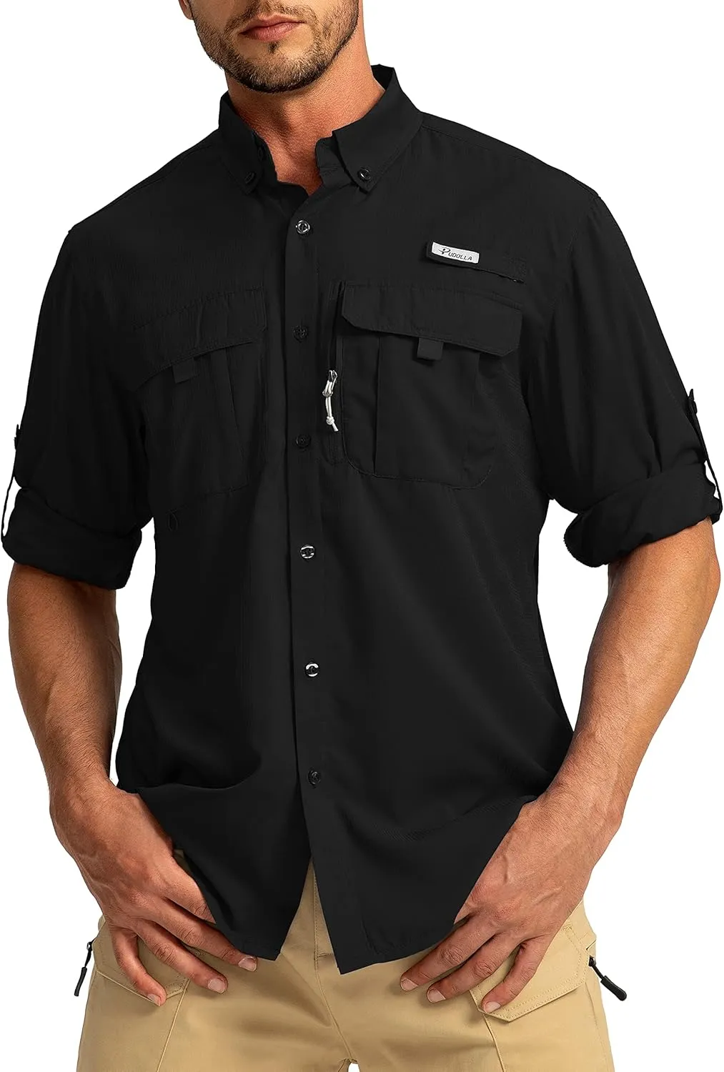 Men's Sun Protection Fishing Shirts Long Sleeve Travel Work Shirts for Men UPF50  Button Down Shirts with Zipper Pockets