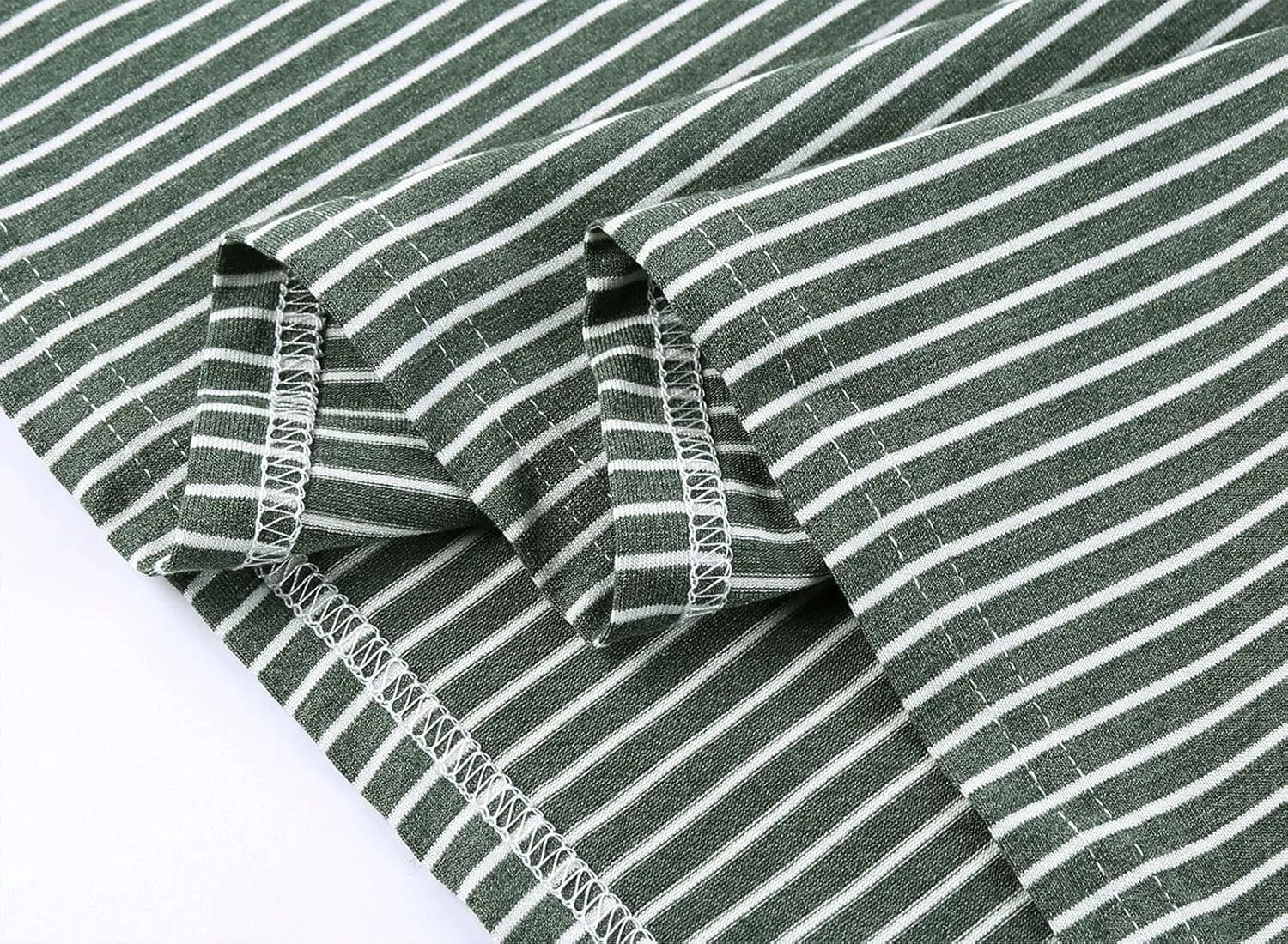 MEROKEETY Women's 3/4 Balloon Sleeve Striped High Waist T Shirt Midi Dress with Pockets