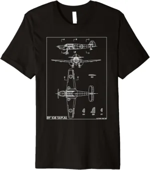 Messerschmitt Bf 108 Taifun WW2 German Plane Blueprint Premium T-Shirt