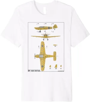 Messerschmitt Bf 108 Taifun WW2 German Plane Diagram Premium T-Shirt