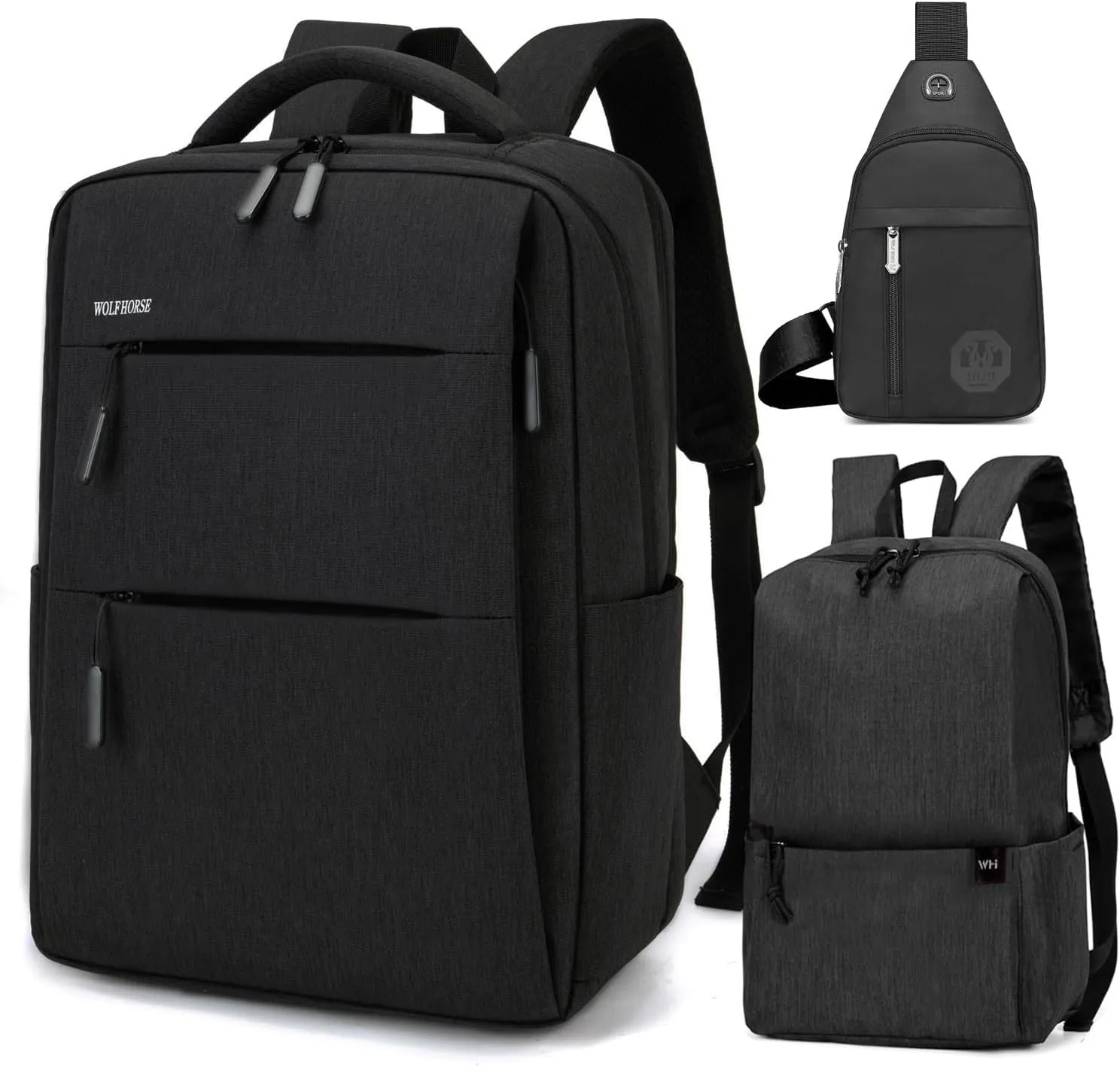 Microfiber Backpack, Laptop Organizer Messenger Bag with Shoulder Strap, Grey (black)