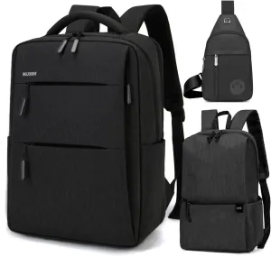 Microfiber Backpack, Laptop Organizer Messenger Bag with Shoulder Strap, Grey (black)