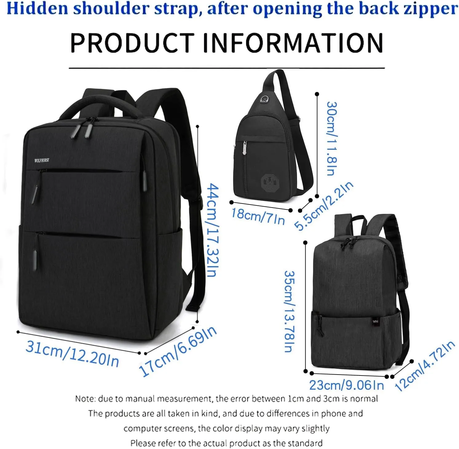 Microfiber Backpack, Laptop Organizer Messenger Bag with Shoulder Strap, Grey (black)