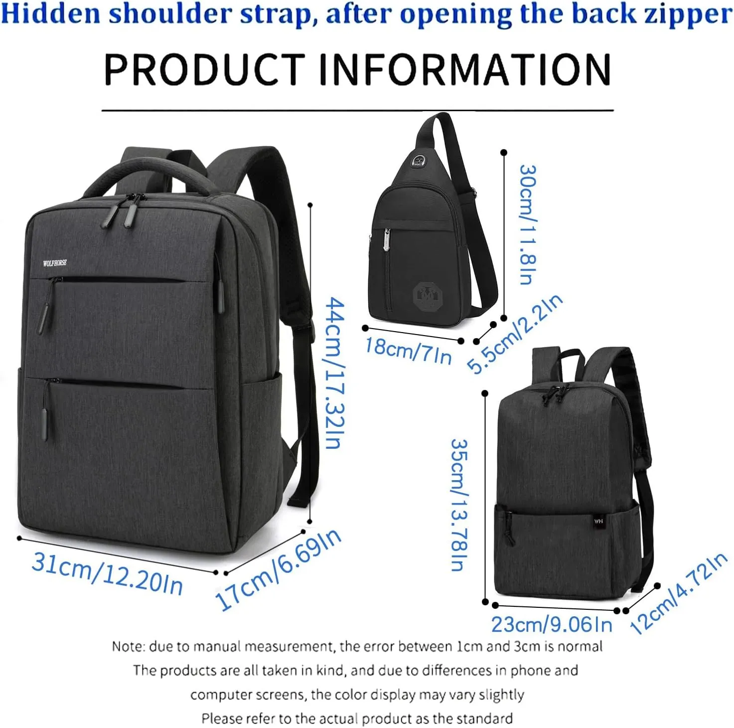 Microfiber Backpack, Laptop Organizer Messenger Bag with Shoulder Strap, Grey (Drak gray)
