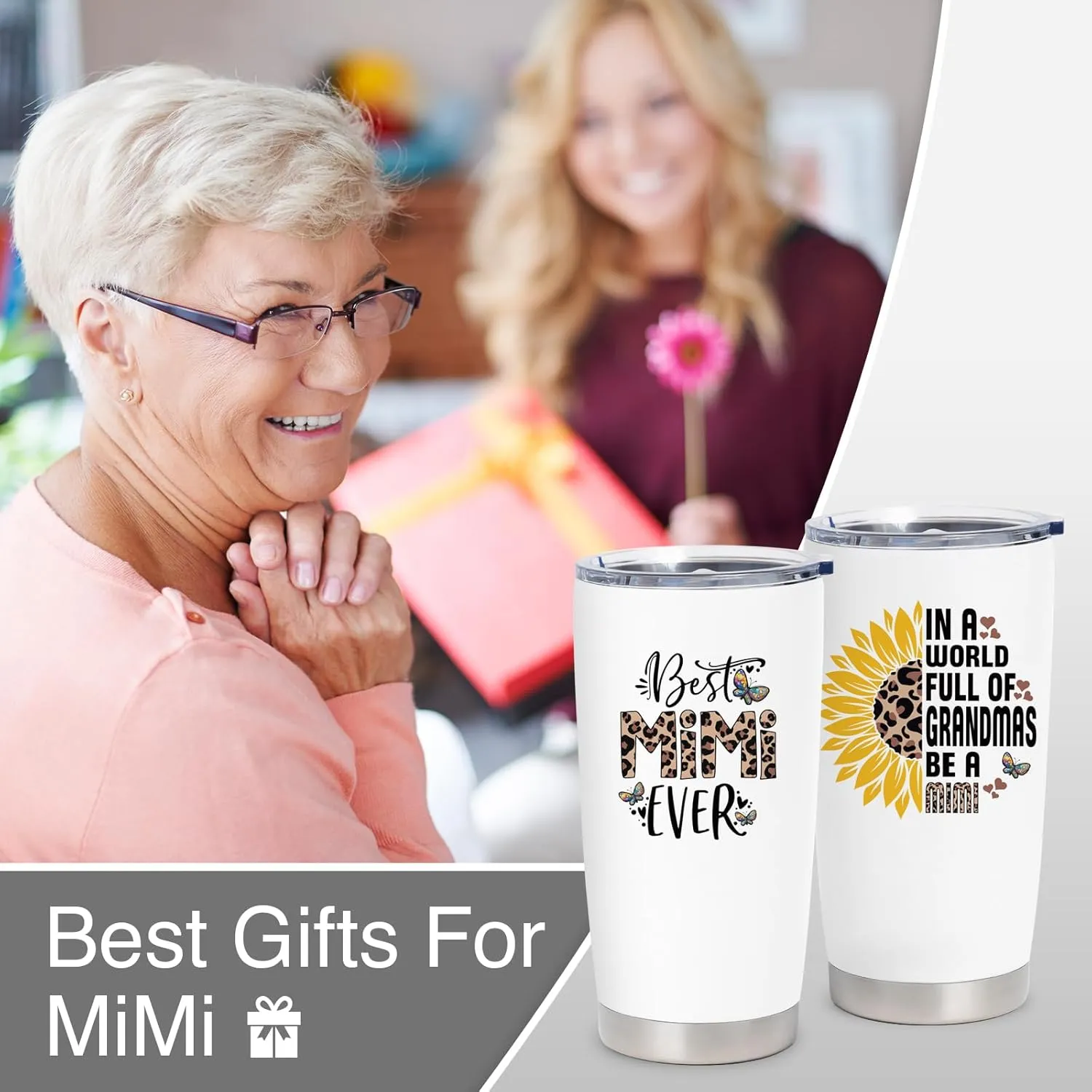 Mimi Gifts for Grandma - Mothers Day/Birthday Gifts for Mimi - Fuuny Grandma Gift from Grandkids, 20 oz Insulation Stainless Steel Tumbler
