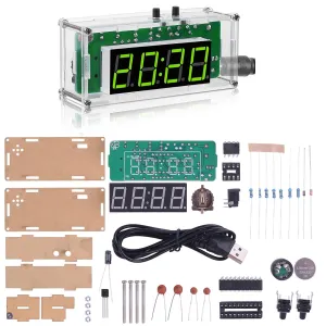MiOYOOW TJ-56-428 4-Digit Digital DIY Clock Kits with Acrylic Shell, DIY Alarm Clock Soldering Practice Kit for Students and DIYers, DIY Electronics Kit for Learning Electronics