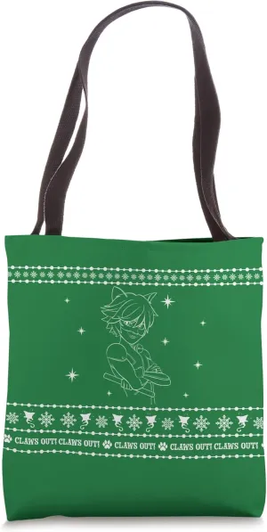 Miraculous Christmas Cat Noir Claws Out (Ugly Sweater) Tote Bag