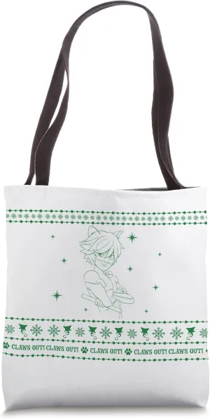 Miraculous Christmas Cat Noir Claws Out (Ugly Sweater) Tote Bag