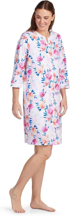 Miss Elaine Women's Interlock Knit Robe, Snap Front and Short Sleeves, Two Front Pockets, Sleepwear and Loungewear