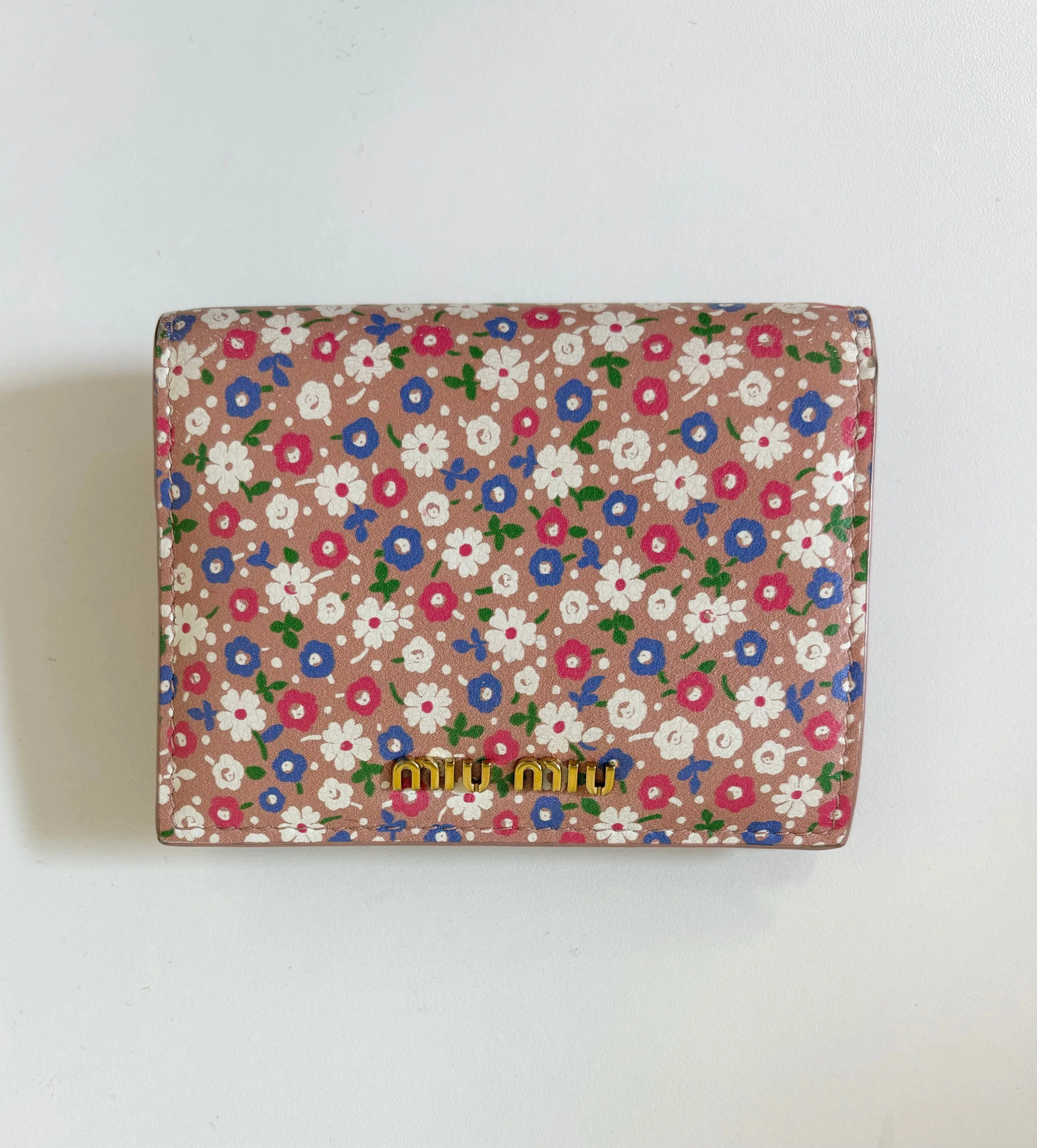 MIU MIU Floral Print Leather Wallet