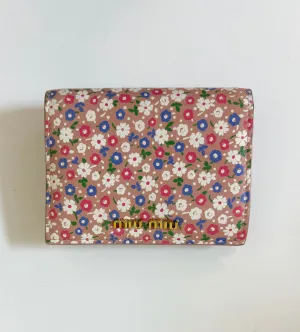 MIU MIU Floral Print Leather Wallet