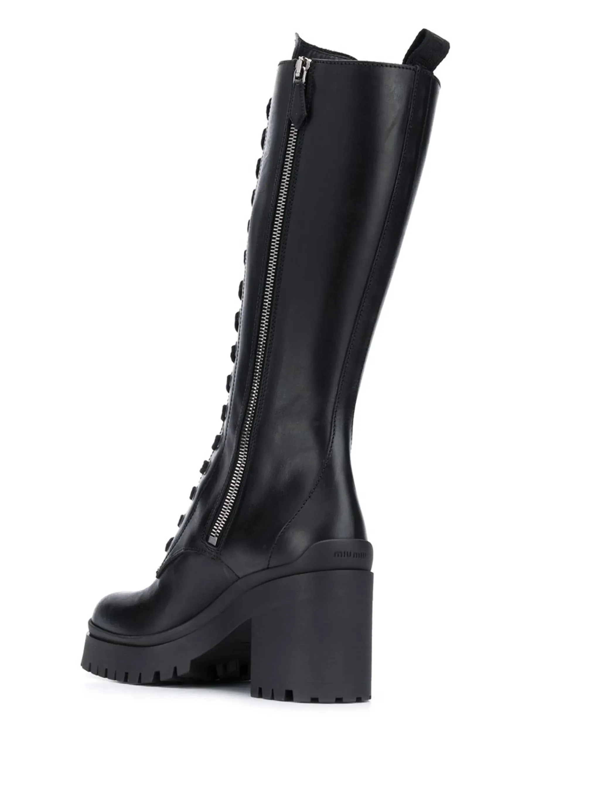 MIU MIU tall black laced leather boots