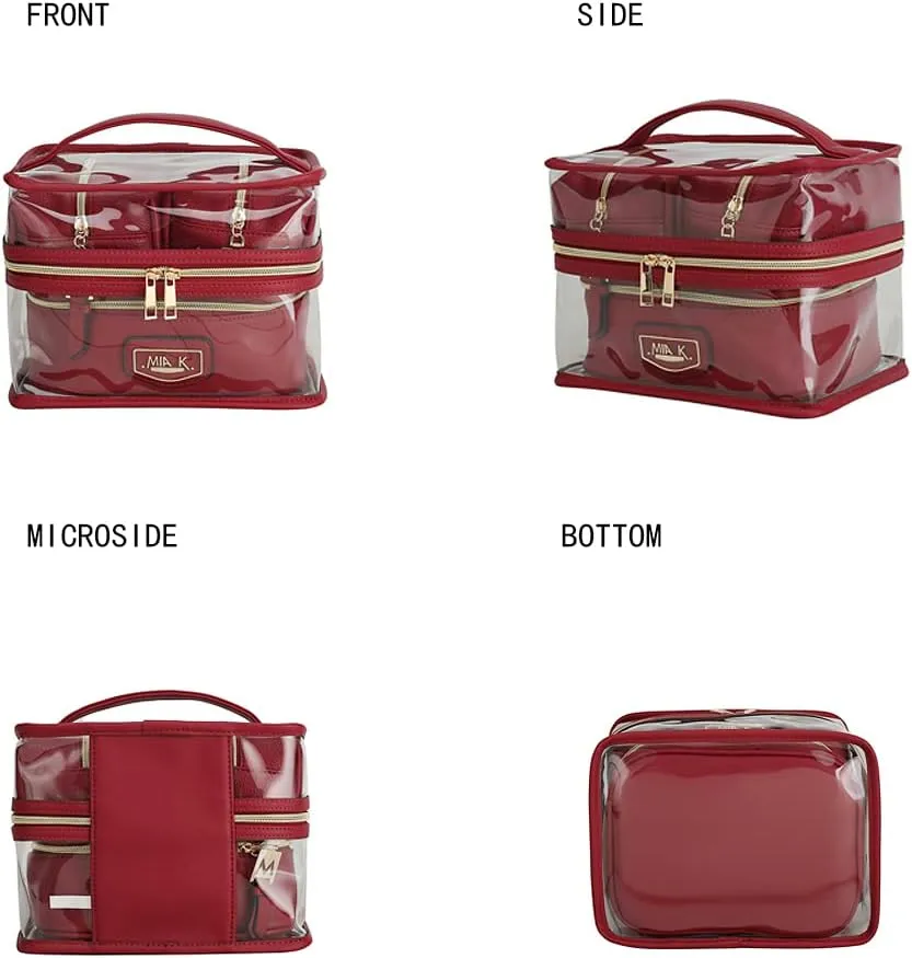 MKF 4PCS Stylish Cosmetic Bag Portable Makeup Travel Organizer Case Mustard