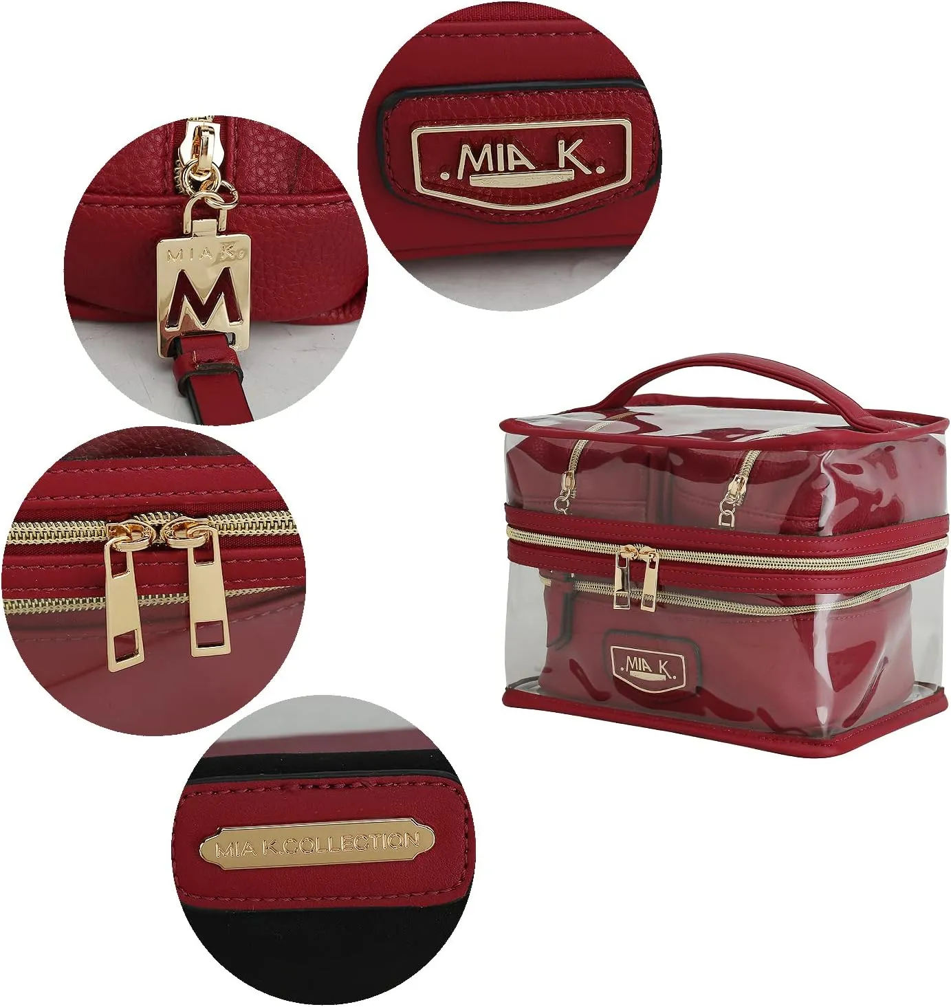 MKF 4PCS Stylish Cosmetic Bag Portable Makeup Travel Organizer Case Mustard