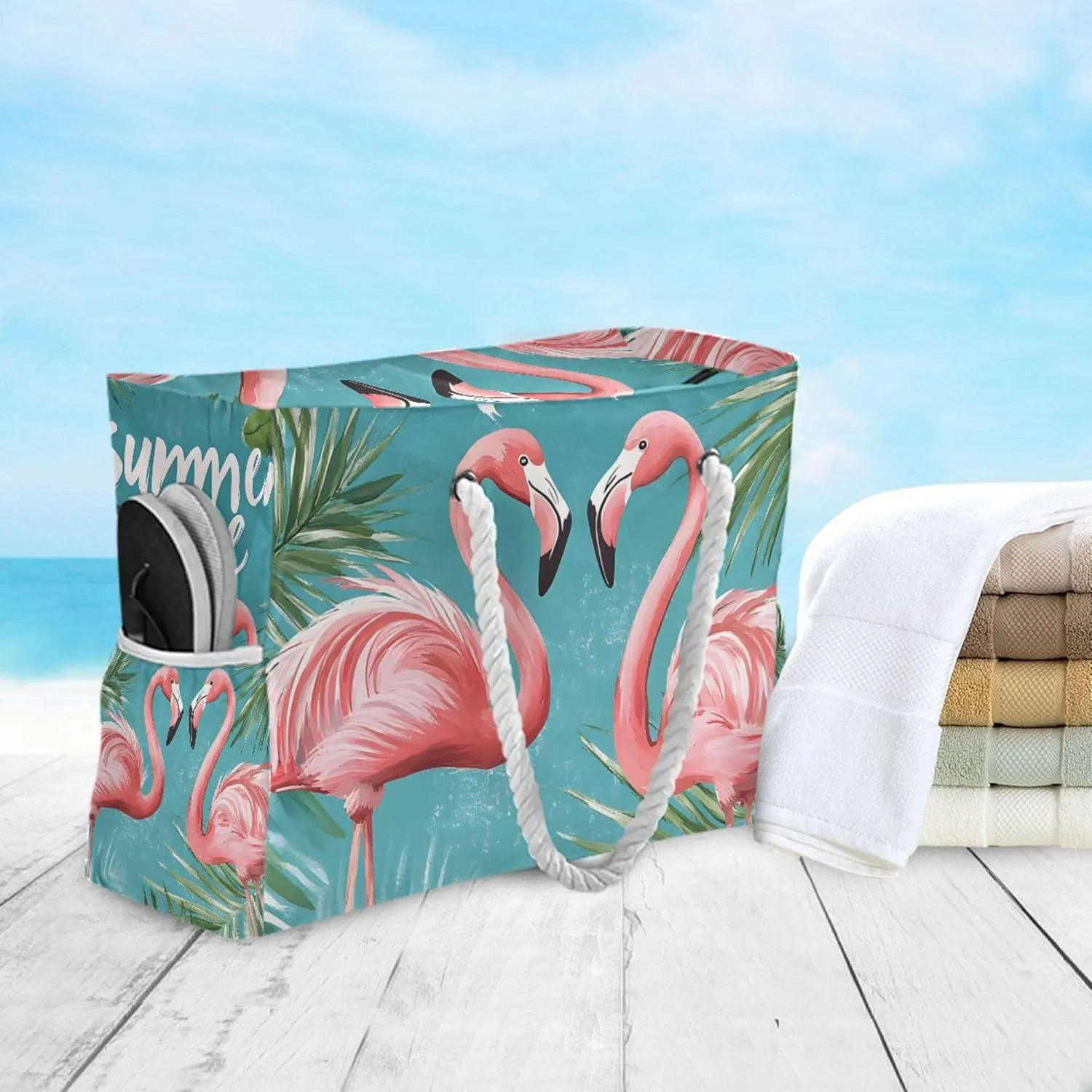 MNSRUU Large Beach Bag for Women, Summer Ocean Tote Travel Gym Swim Bag