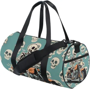 MNSRUU Sports Duffel Bags, Skeleton Motorcycle Athletic Gym Bag Overnight Workout Travel Tote Luggage for Men Women Yoga