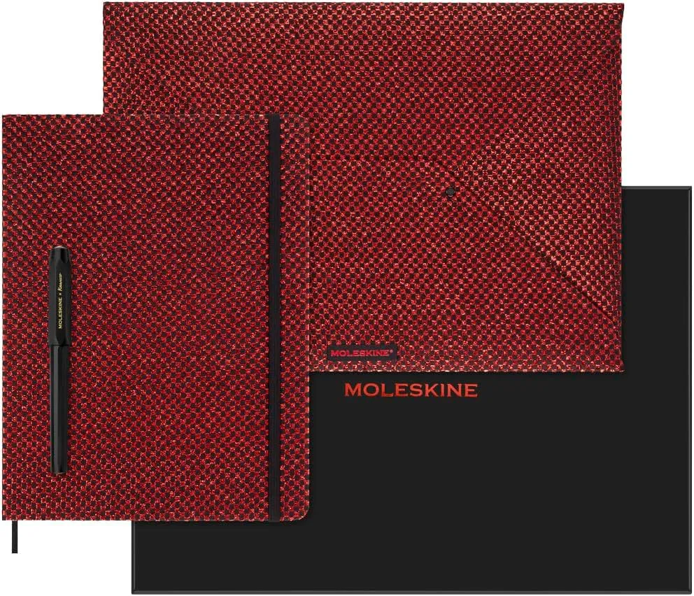 Moleskine Limited Edition Notebook Holiday Shine, Extra Large, Ruled, Metallic Red, Hard Cover (7.5 x 10)