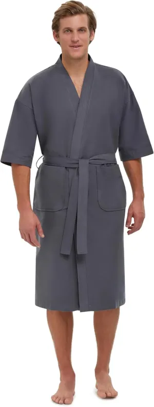 MONARCH Chamois Microfiber Kimono Hotel Robe - Lightweight Absorbent Soft Spa Bathrobe Cypress