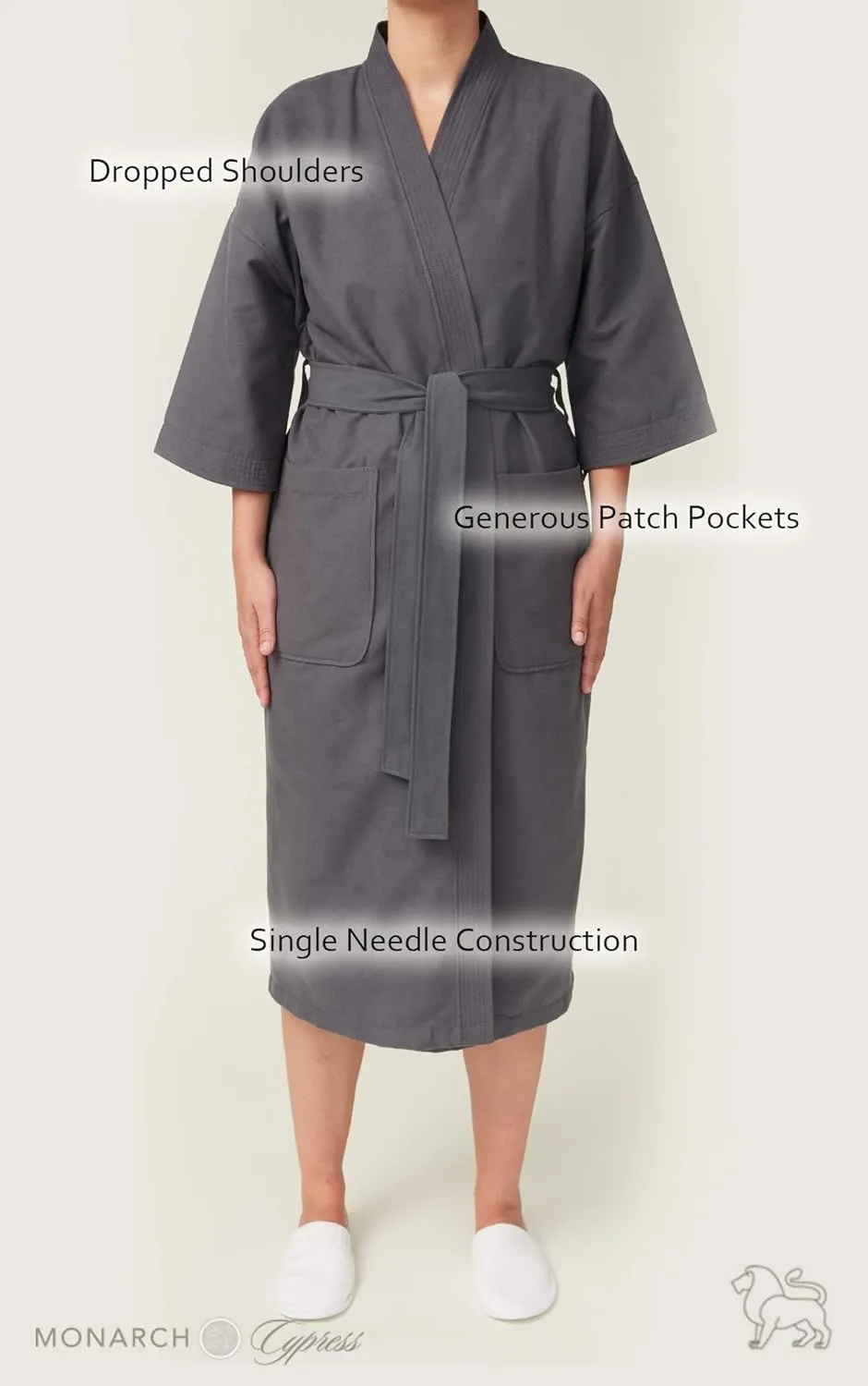 MONARCH Chamois Microfiber Kimono Hotel Robe - Lightweight Absorbent Soft Spa Bathrobe Cypress