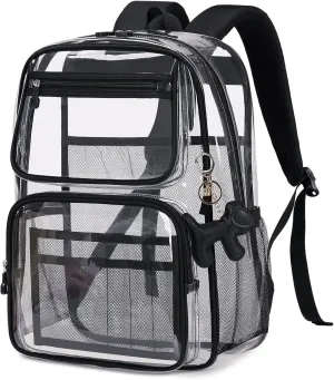 MOONBABY Clear Backpack for School Girls, Heavy Duty TPU Transparent Backpack Stadium Events Approved, Clear Bookbag