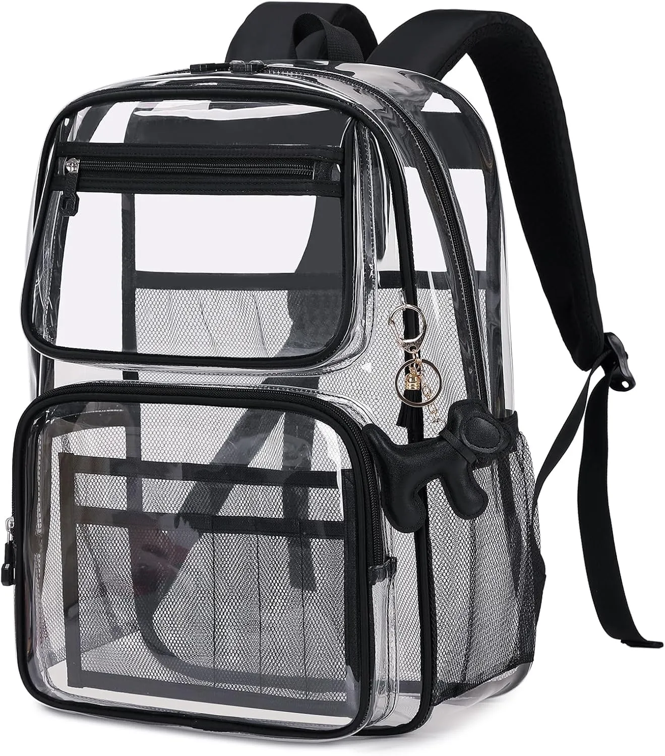 MOONBABY Clear Backpack for School Girls, Heavy Duty TPU Transparent Backpack Stadium Events Approved, Clear Bookbag