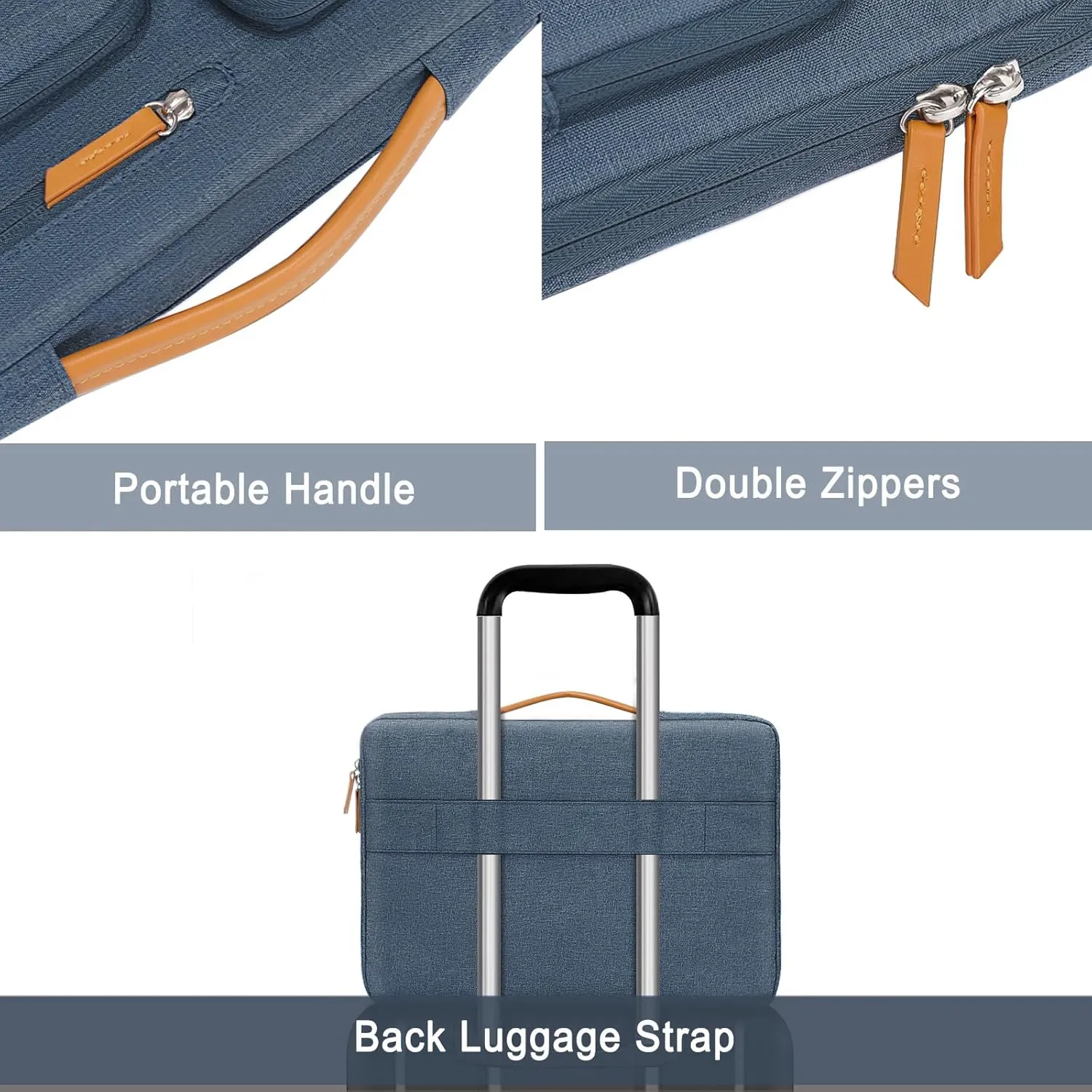 MOSISO 360 Protective Laptop Case 13.3 inch, 13-14 inch Laptop Sleeve Compatible with MacBook Air/Pro 13 / Pro 14, HP Dell Acer ASUS, Side Open Carrying Case with 4 Zipper Pockets&Handle, Haze Blue