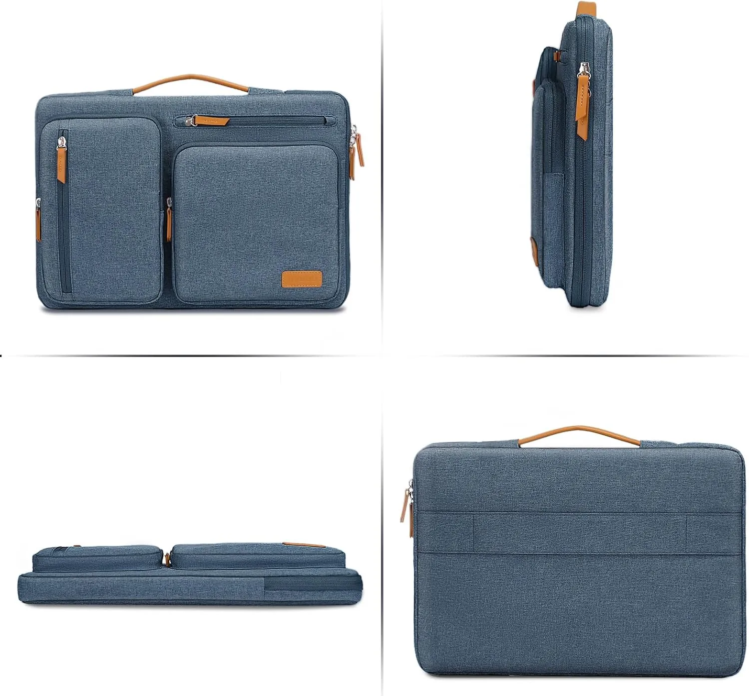 MOSISO 360 Protective Laptop Case 13.3 inch, 13-14 inch Laptop Sleeve Compatible with MacBook Air/Pro 13 / Pro 14, HP Dell Acer ASUS, Side Open Carrying Case with 4 Zipper Pockets&Handle, Haze Blue