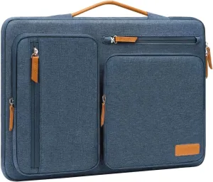 MOSISO 360 Protective Laptop Case 13.3 inch, 13-14 inch Laptop Sleeve Compatible with MacBook Air/Pro 13 / Pro 14, HP Dell Acer ASUS, Side Open Carrying Case with 4 Zipper Pockets&Handle, Haze Blue