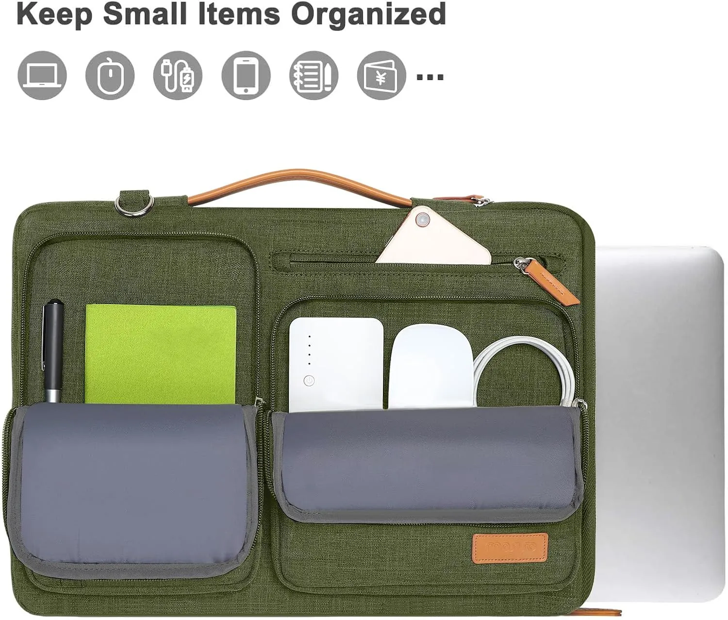 MOSISO 360 Protective Laptop Shoulder Bag,13-13.3 inch Computer Bags Compatible with MacBook, HP, Dell, Lenovo, Asus Notebook,Side Open Messenger Bag with 4 Zipper Pockets, Olive Green