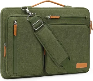 MOSISO 360 Protective Laptop Shoulder Bag,13-13.3 inch Computer Bags Compatible with MacBook, HP, Dell, Lenovo, Asus Notebook,Side Open Messenger Bag with 4 Zipper Pockets, Olive Green
