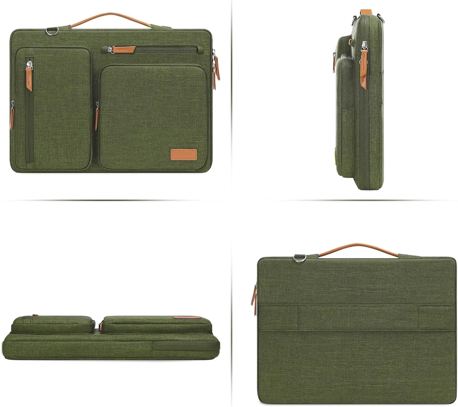 MOSISO 360 Protective Laptop Shoulder Bag,13-13.3 inch Computer Bags Compatible with MacBook, HP, Dell, Lenovo, Asus Notebook,Side Open Messenger Bag with 4 Zipper Pockets, Olive Green