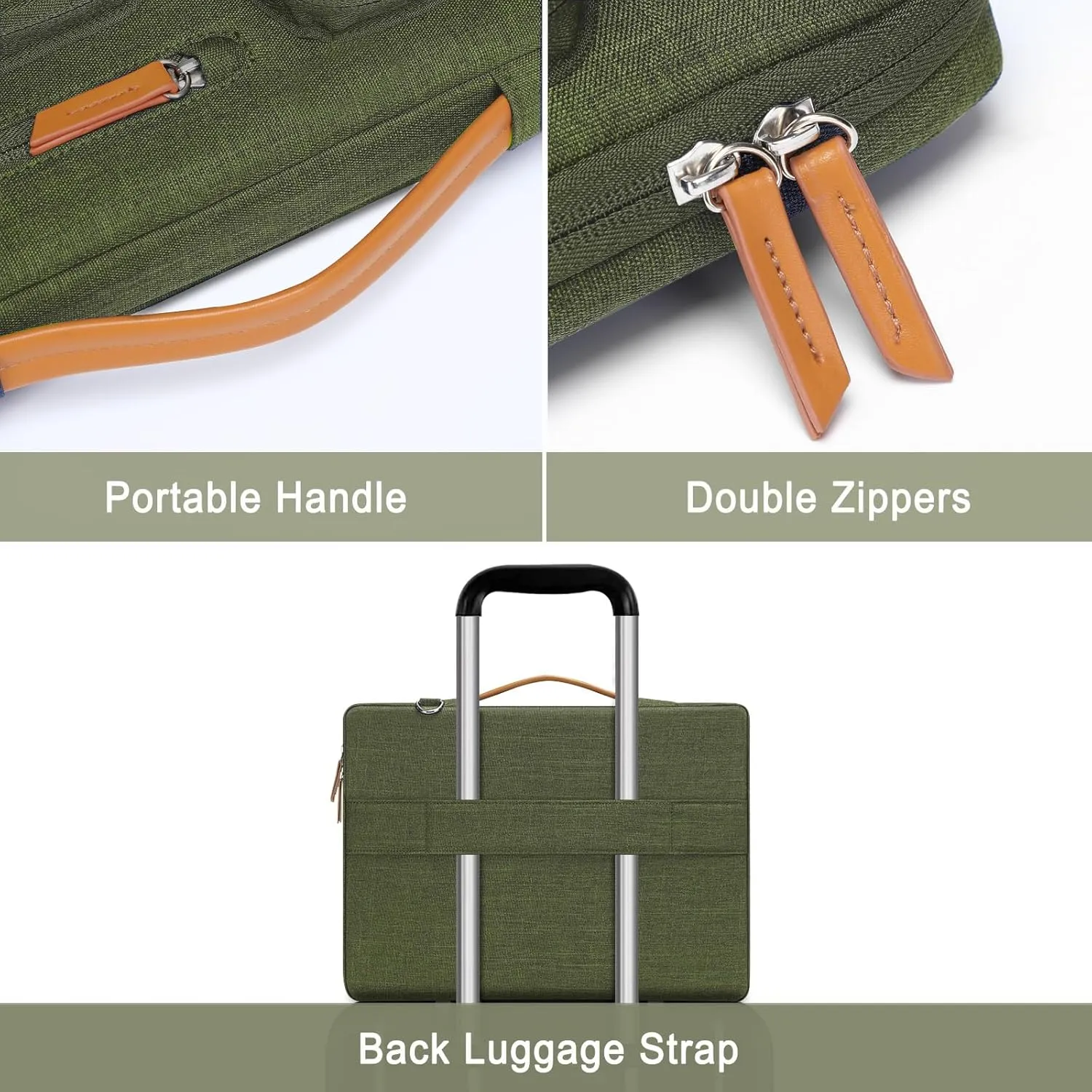 MOSISO 360 Protective Laptop Shoulder Bag,13-13.3 inch Computer Bags Compatible with MacBook, HP, Dell, Lenovo, Asus Notebook,Side Open Messenger Bag with 4 Zipper Pockets, Olive Green