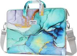 MOSISO Laptop Shoulder Bag Compatible with MacBook Air/Pro,13-13.3 inch Notebook,Compatible with MacBook Pro 14 inch M4 M3 M2 M1 Chip Pro Max,Carrying Briefcase Sleeve with Belt Marble MO-MBH189
