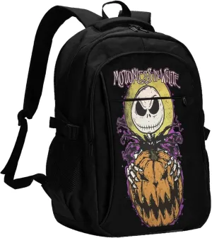 Motionless Rock In White Backpack with USB Charing Port Laptop Daypack Travel Bag Classic Laptop Backpack
