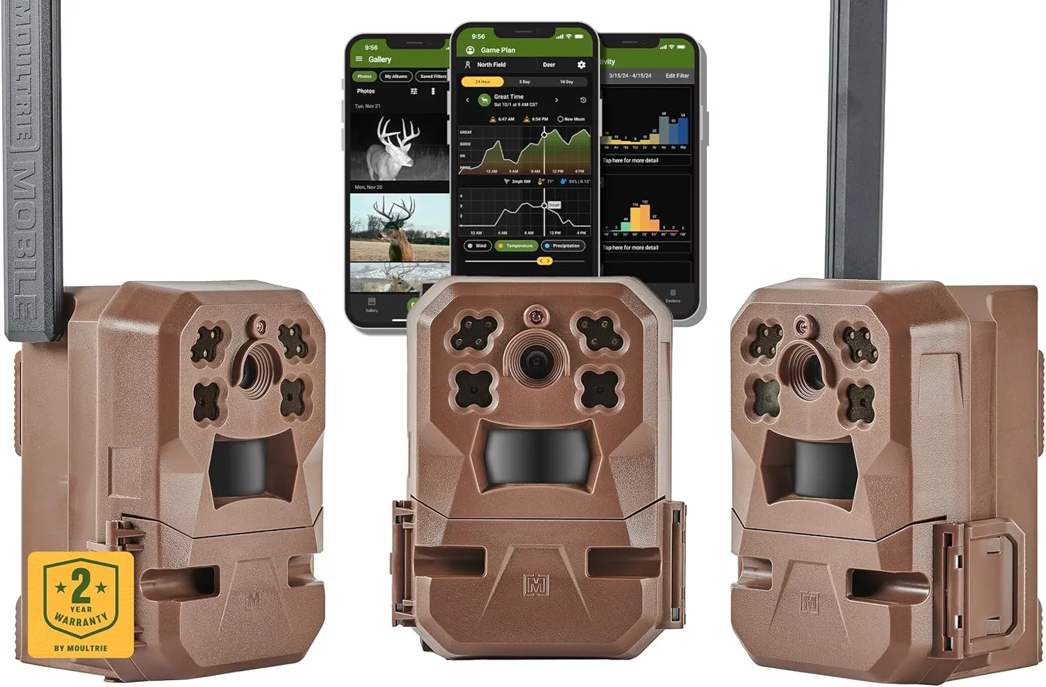 Moultrie Edge Cellular Trail Camera - Auto Connect - Nationwide Coverage - 720p Video with Audio - Built in Memory - Cloud Storage - 80 ft Low Glow IR LED Flash