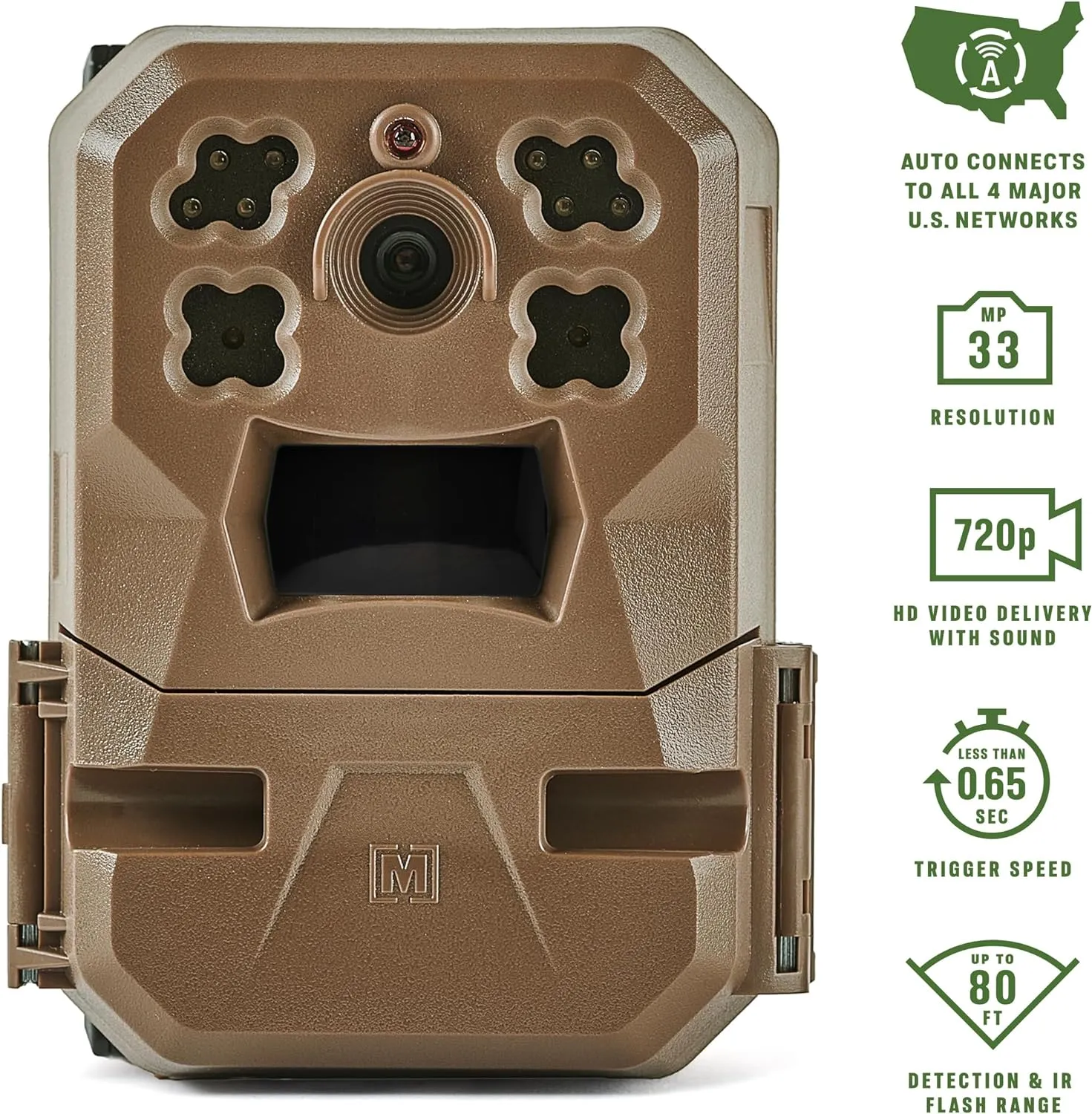 Moultrie Edge Cellular Trail Camera - Auto Connect - Nationwide Coverage - 720p Video with Audio - Built in Memory - Cloud Storage - 80 ft Low Glow IR LED Flash