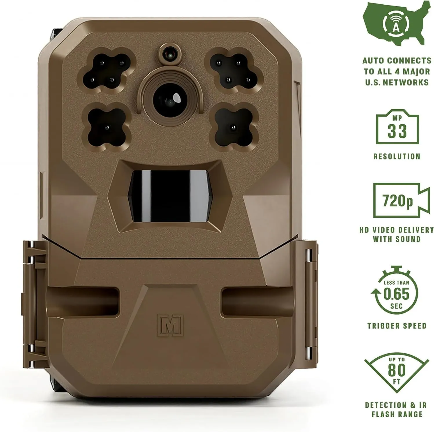 Moultrie Edge Cellular Trail Camera - Auto Connect - Nationwide Coverage - 720p Video with Audio - Built in Memory - Cloud Storage - 80 ft Low Glow IR LED Flash