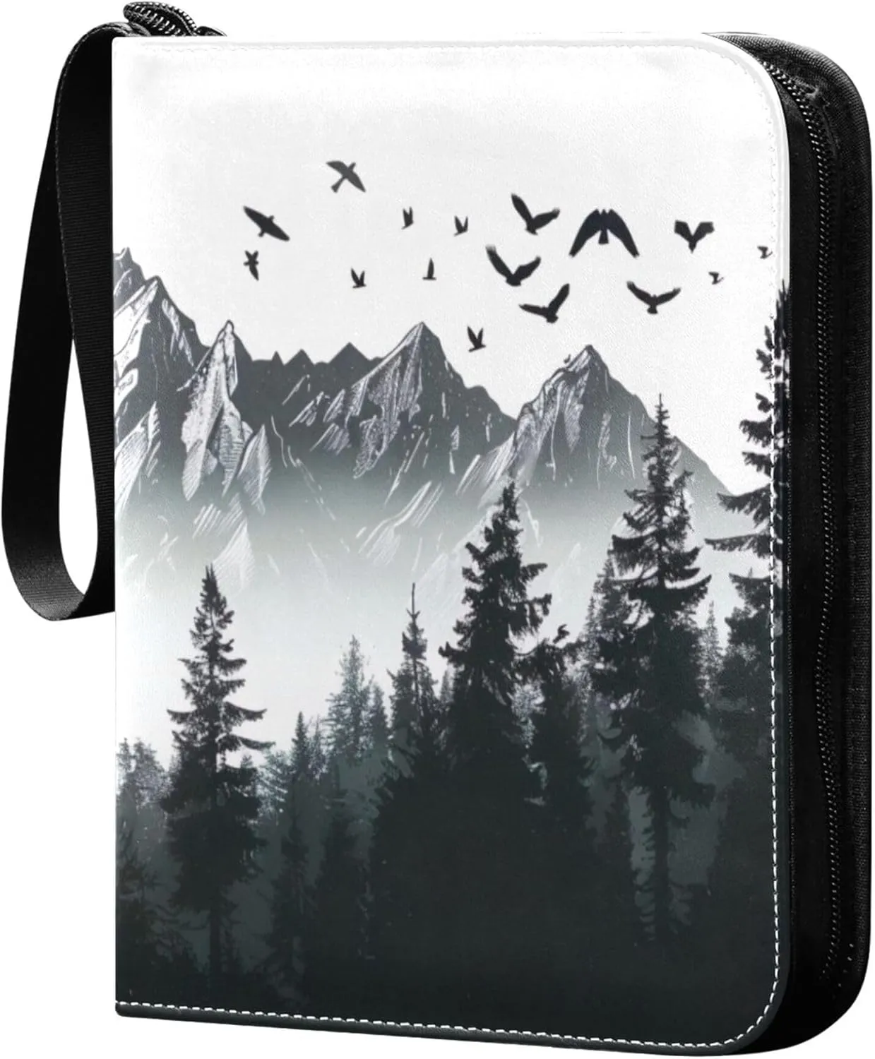 Mountain Card Binder 4 Pocket Collectible Trading Card Albums with 50 Sleeves Double Side PU Waterproof 3 Ring for Sports & Game Cards